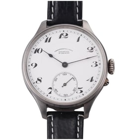 Union Glashutte Vintage Double Sunk Porcelain Dial Converted Pocket Watch