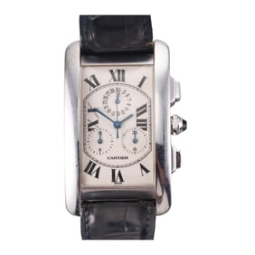 Cartier Tank Americaine 18k Gold Chronograph Watch 2312