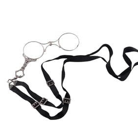 Antique Edwardian Platinum Diamond Lorgnette Cord Necklace