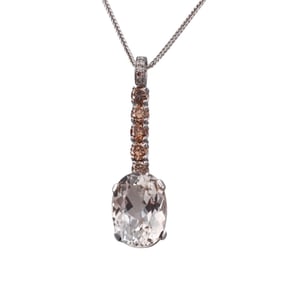 18k Gold Topaz Fancy Diamond Pendant Necklace