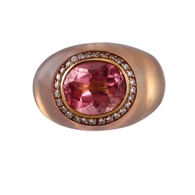 Laura J 18k Gold Pink Tourmaline Diamond Quartz Ring