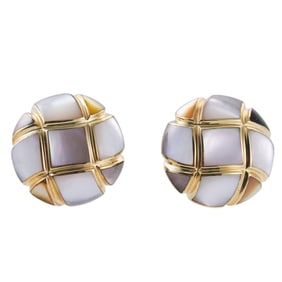Asch Grossbardt MOP Inlay Gold Earrings