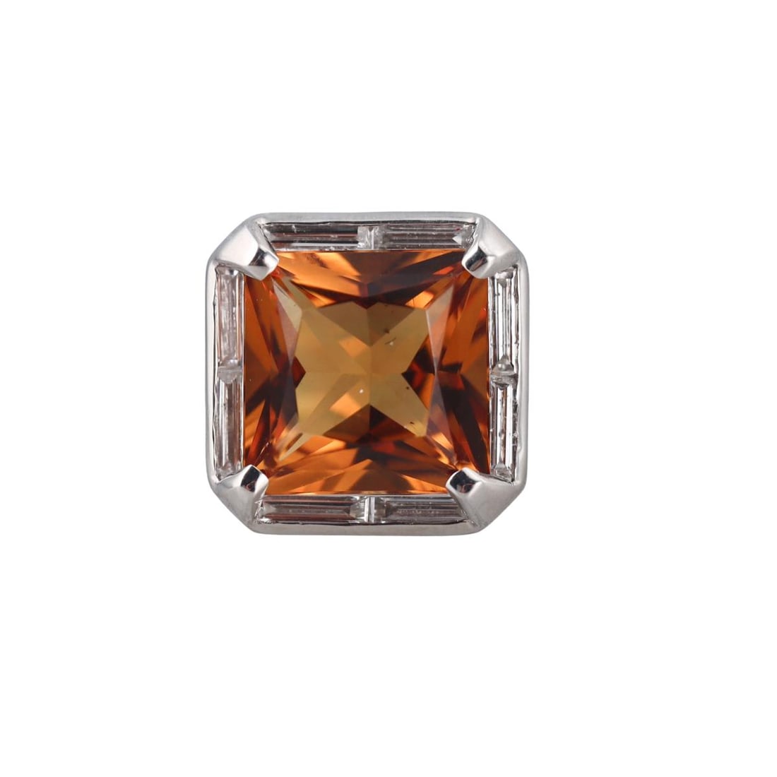 Platinum Citrine Diamond Ring (1 of 3)