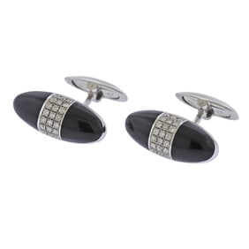 Bucherer Gold Diamond Onyx Cufflinks