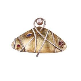 Handcrafted Modernist Vermeil Silver 22k Gold Pendant Limited Edition