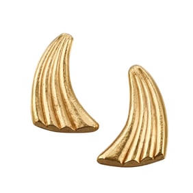 Lalaounis Greece 18k Gold Large Fan Motif Earrings