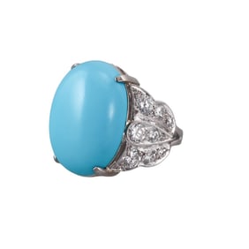 Platinum Diamond Turquoise Cocktail Ring