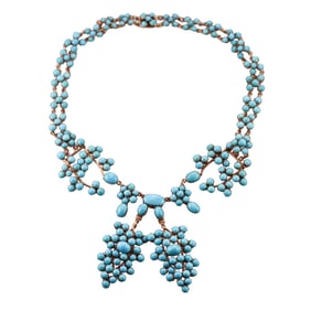 1960s Vintage 14k Gold Turquoise Necklace