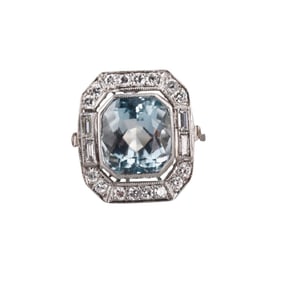 Platinum 3.72ct Aquamarine Diamond Ring