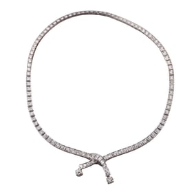 Mid Century 7ctw Diamond Platinum Necklace