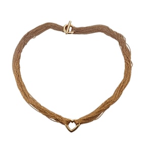 Tiffany & Co 18k Gold Multi Chain Heart Toggle Necklace
