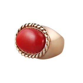 1960s 18k Rose Gold Coral Ring