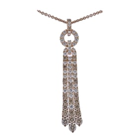 Bucherer 18k Rose Gold 4.76ctw Fancy Color Diamond Tassel Pendant Necklace