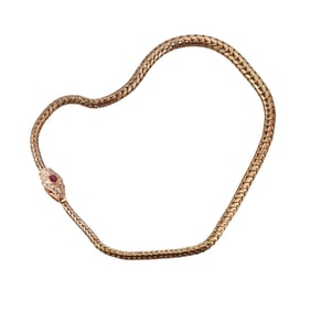 Antique Victorian Gold Diamond Pink Sapphire Snake Necklace