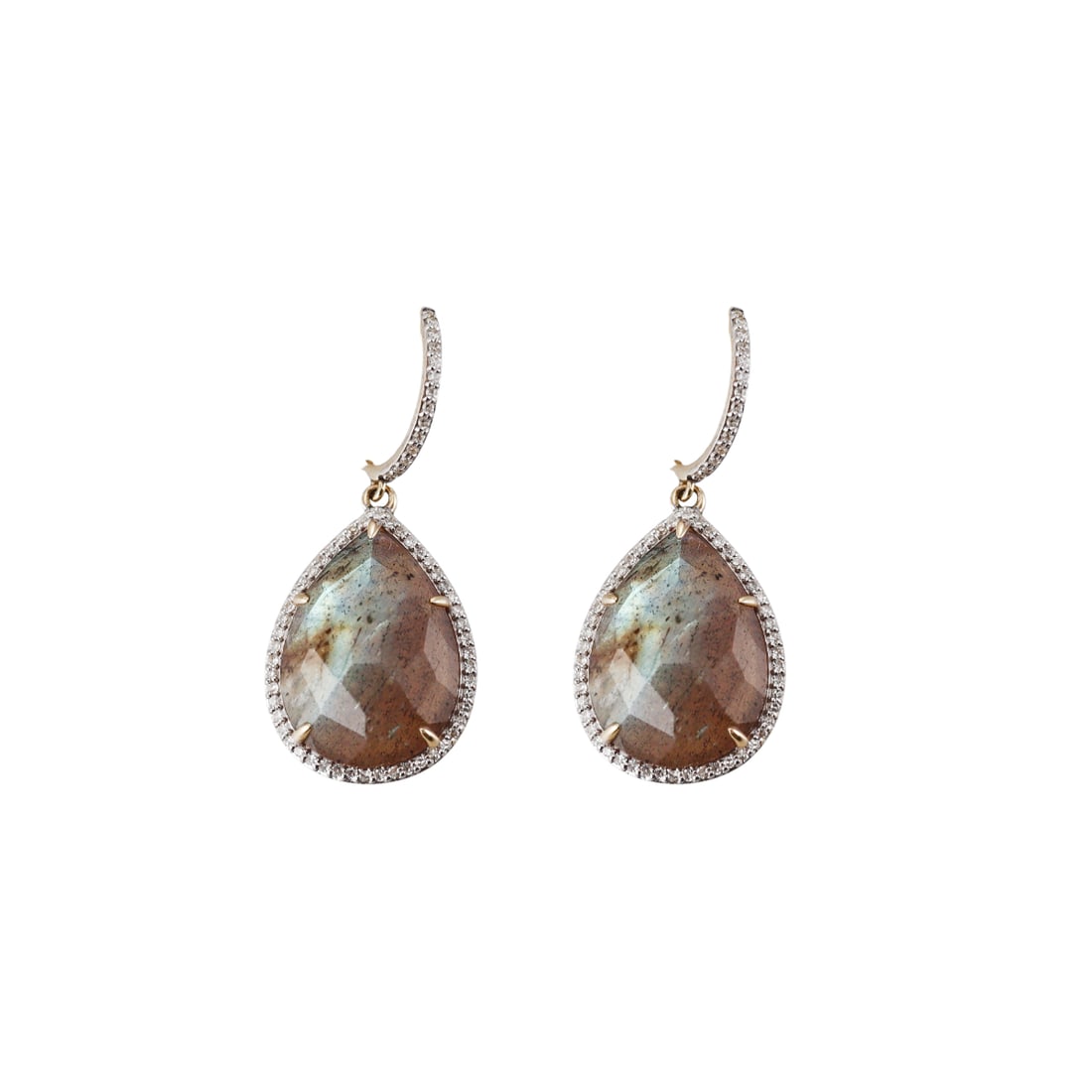 14k Gold Labradorite Diamond Drop Earrings (1 of 4)