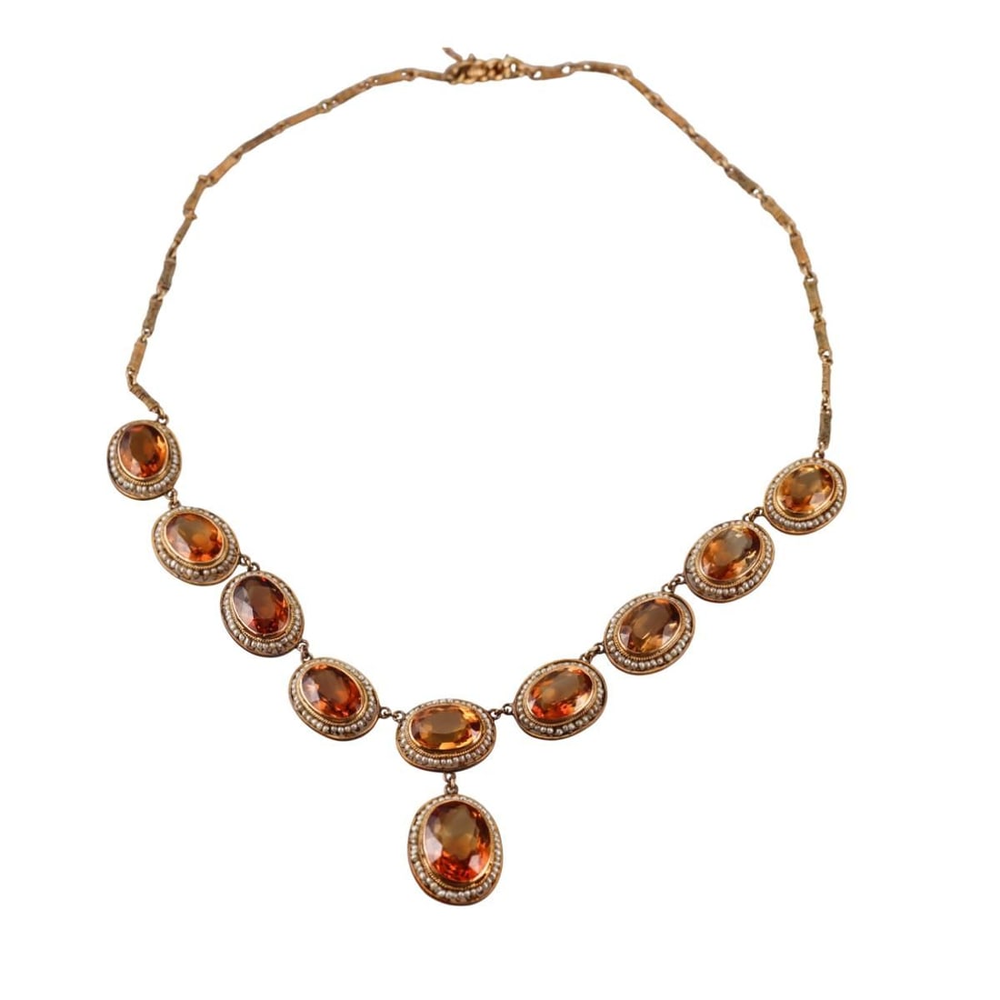 Antique Victorian 18k Gold Seed Pearl Citrine Necklace (1 of 7)