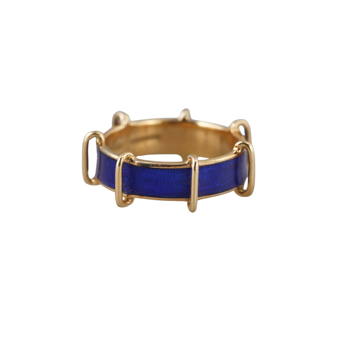 Tiffany & Co Schlumberger 18k Gold Blue Enamel Band Ring (1 of 4)