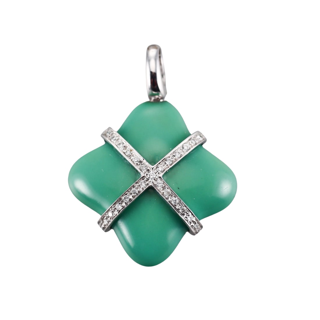 La Nouvelle Bague 18k Gold Diamond Enamel Pendant: Metal : 18k White Gold Designer : La Nouvelle Bague Gemstone : Diamonds approx. 0.20ctw. Measurements : Pendant is 35mm with bale x 25mm. Marked: : La Nouvelle Bague, 750, italian mark