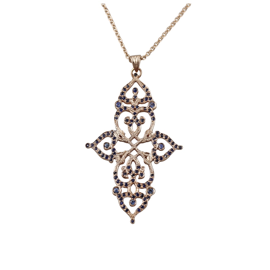 Sabine Getty 18k Gold Sapphire Pendant Necklace: Metal : 18k Yellow Gold Designer : Sabine Getty Gemstone : Sapphire Measurements : Necklace is 22" long, pendant is 50mm x 28mm. Marked: : 750, Italian mark, 750 S hallmark.