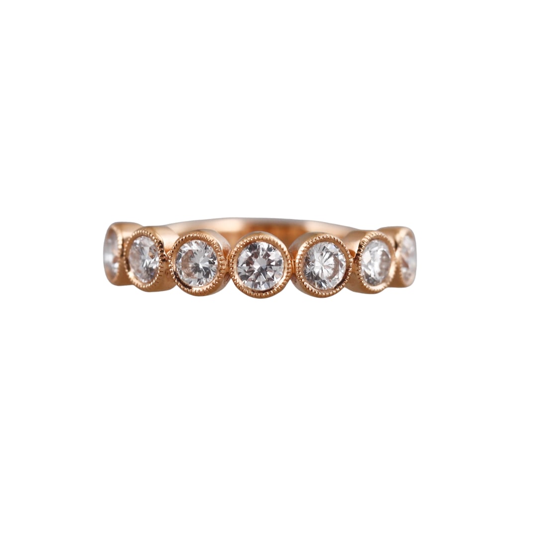 18k Rose Gold Diamond Half Band Wedding Ring (1 of 3)