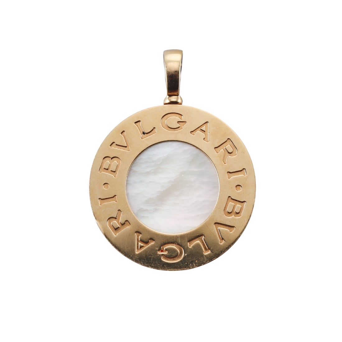 Bvlgari Bulgari 18k Gold Steel Onyx MOP Double Sided Pendant: Metal : 18k Yellow Gold / Stainless Steel Designer : Bvlgari Gemstone : MOP, Onyx Measurements : Pendant is 35mm in diameter x 48mm with the bale. Marked: : Bvlgari, 750, made in Italy,