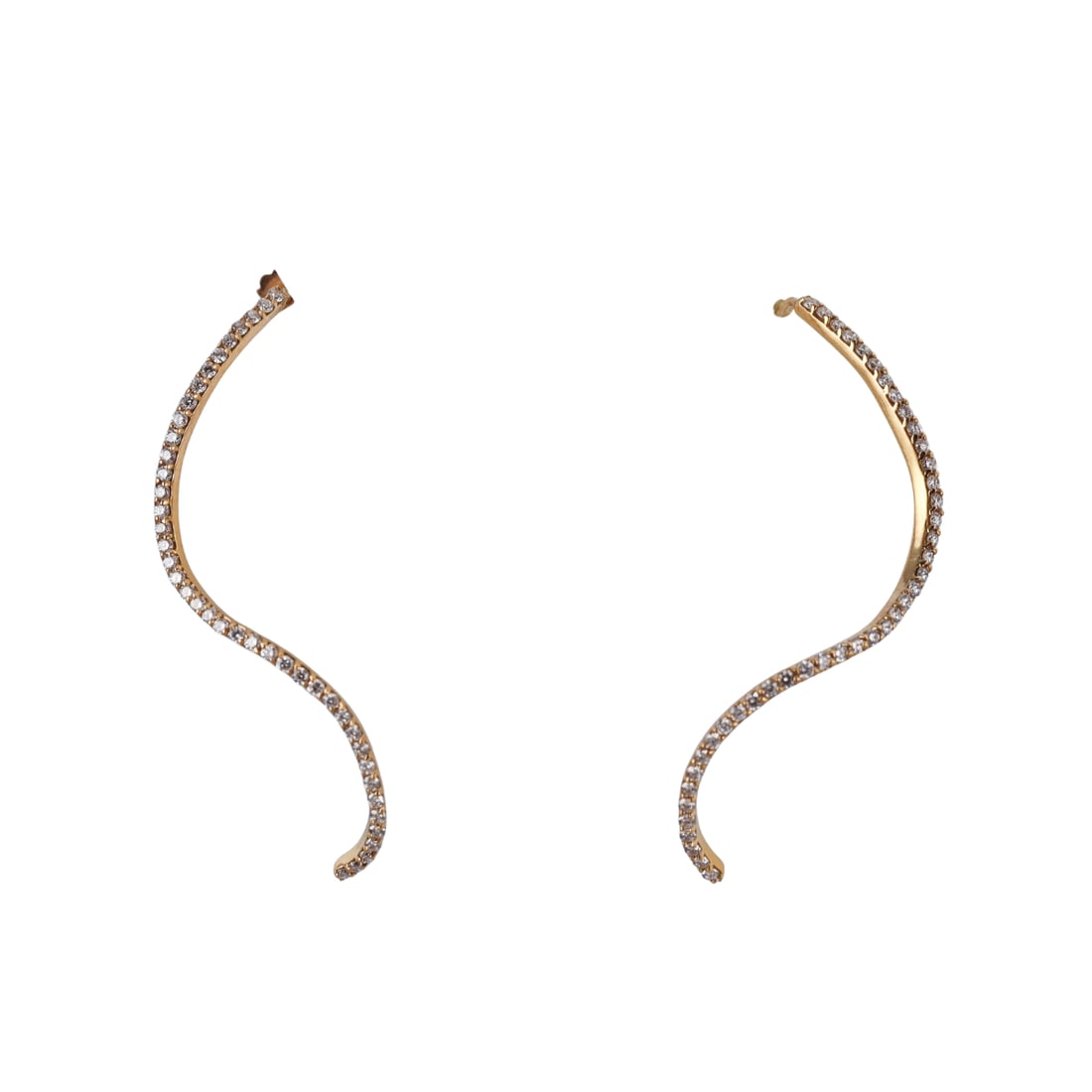 Paige Novick 18k Gold Diamond Twisted Earrings: Metal : 18k Yellow Gold Designer : Paige Novick Gemstone : Diamonds approx. 0.80ctw. Measurements : Earrings are 46mm long. Marked: : 18k, H heart mark on backs. Weight: