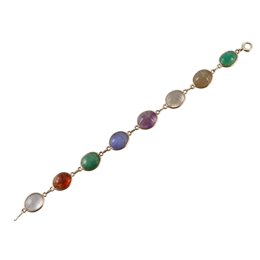 Vintage 14k Gold Multi Gemstone Scarab Bracelet (1 of 3)