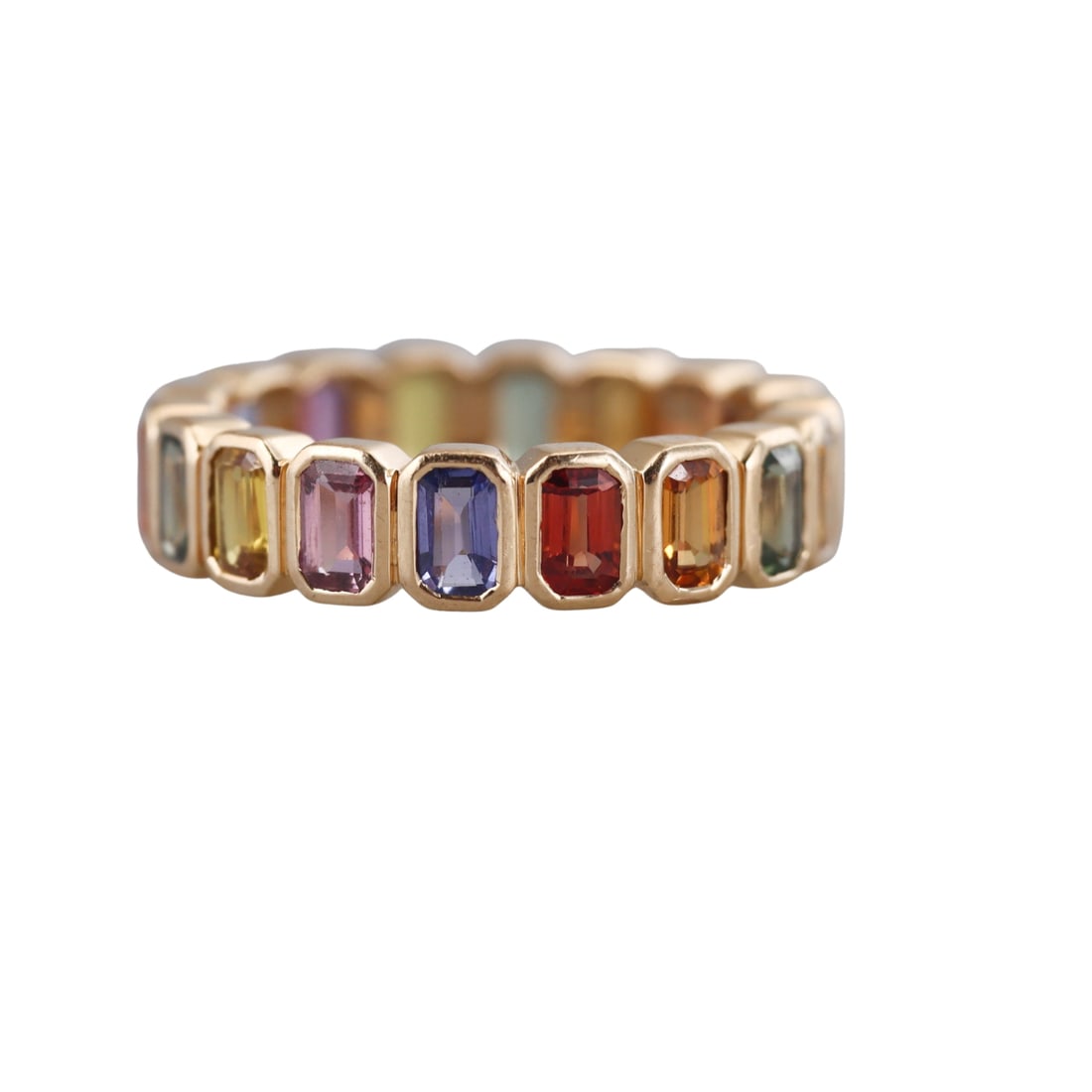 18k Gold Multi Color Sapphire Eternity Band Ring (1 of 3)