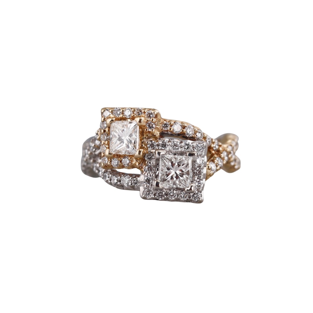 14k Gold Diamond Crossover Engagement Ring (1 of 3)