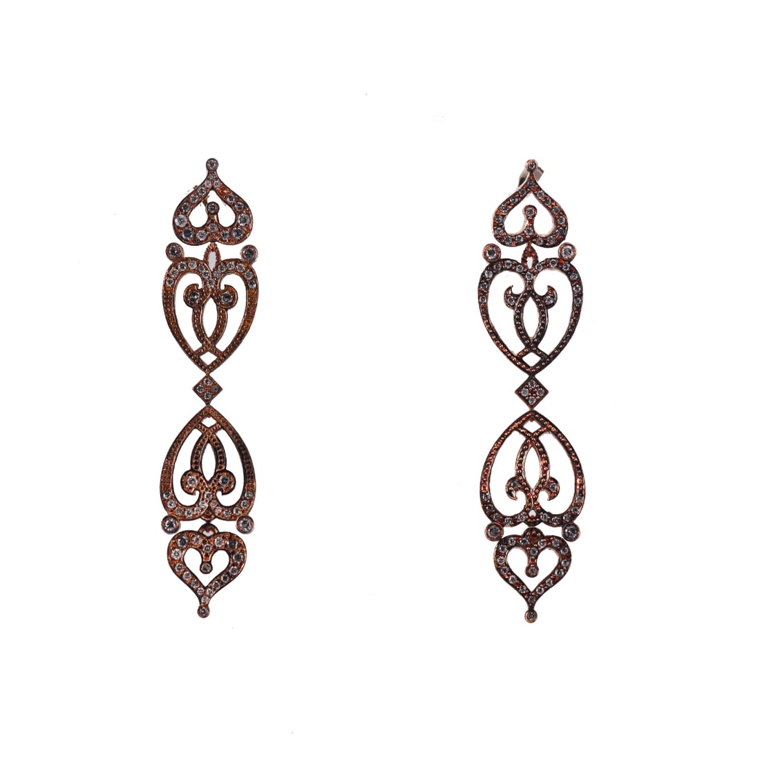 Sabine Getty 18k Rose Gold Diamond Marquise Drop Earrings: Metal : 18k Rose Gold Designer : Sabine Getty Gemstone : Diamonds approx. 0.80ctw (one missing) Measurements : Earrings are 55mm x 13mm. Marked: : S mark, 750, Gold mark. We