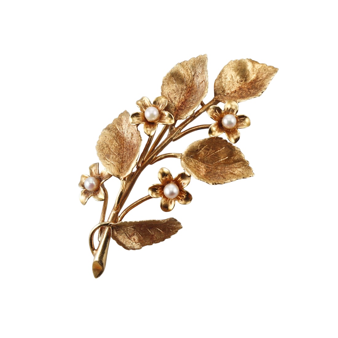 Tiffany & Co Vintage 18k Gold Pearl Floral Brooch Pin (1 of 4)