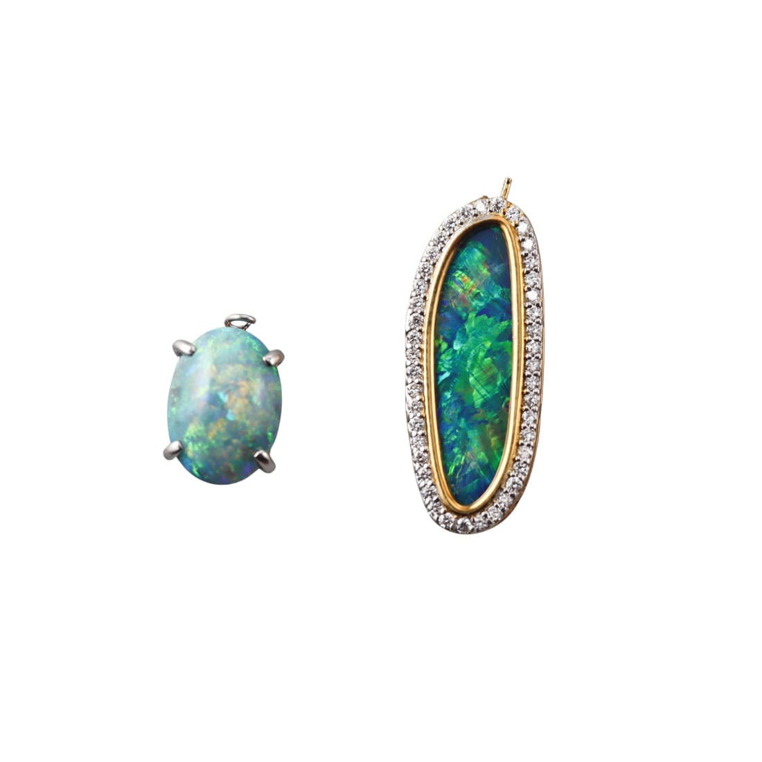 18k Gold Platinum Boulder Opal Diamond Pendant Lot of 2 (1 of 2)
