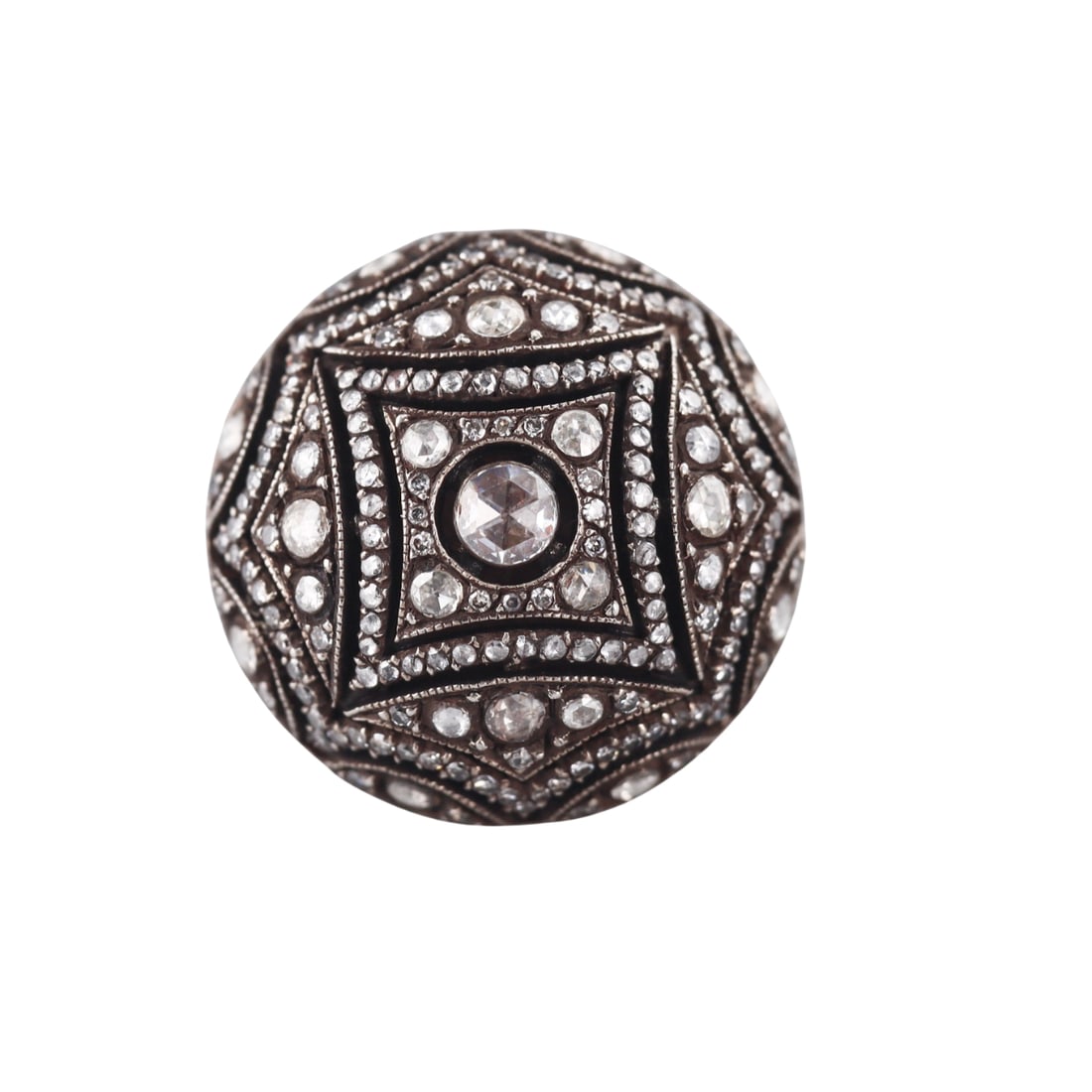 Silver Gold Diamond Dome Ring (1 of 4)