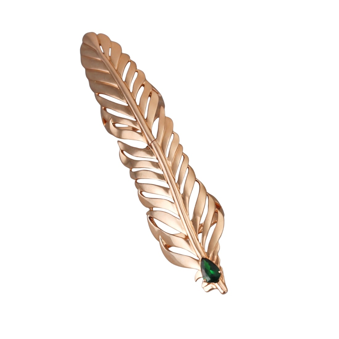 Crow's Nest 18k Gold Green Tourmaline Feather Long Ring (1 of 5)