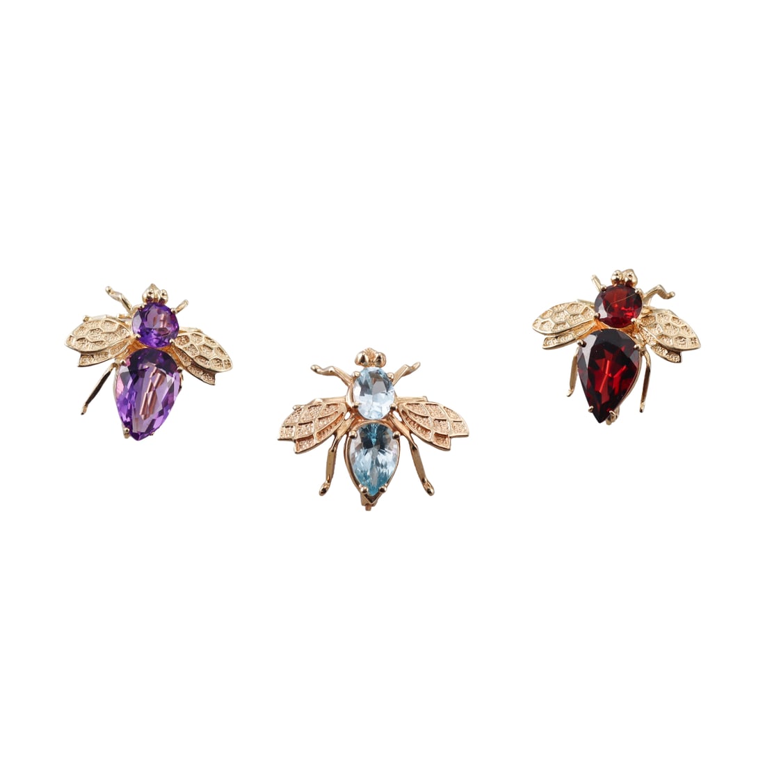 14k Gold Multi Gemstone Bee Insect Brooch Pin Lot of 3 (1 of 3)
