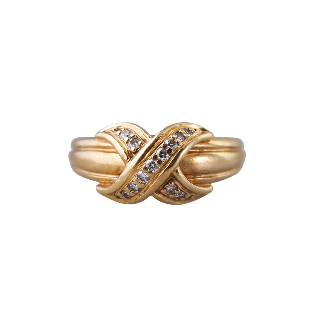 Tiffany & Co 18k Gold Diamond Classic X Ring (1 of 4)