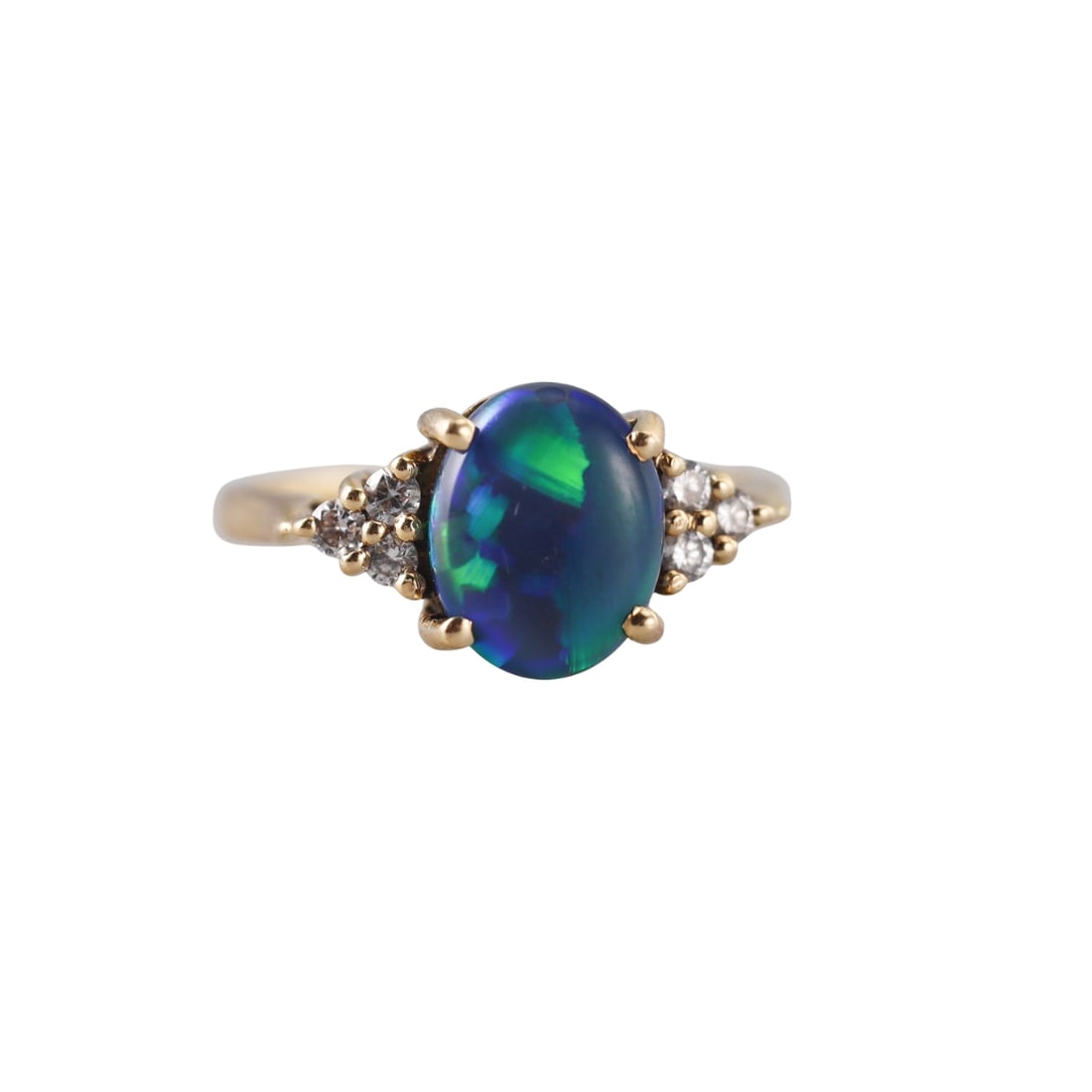 18k Gold Black Australian Opal Diamond Ring (1 of 3)