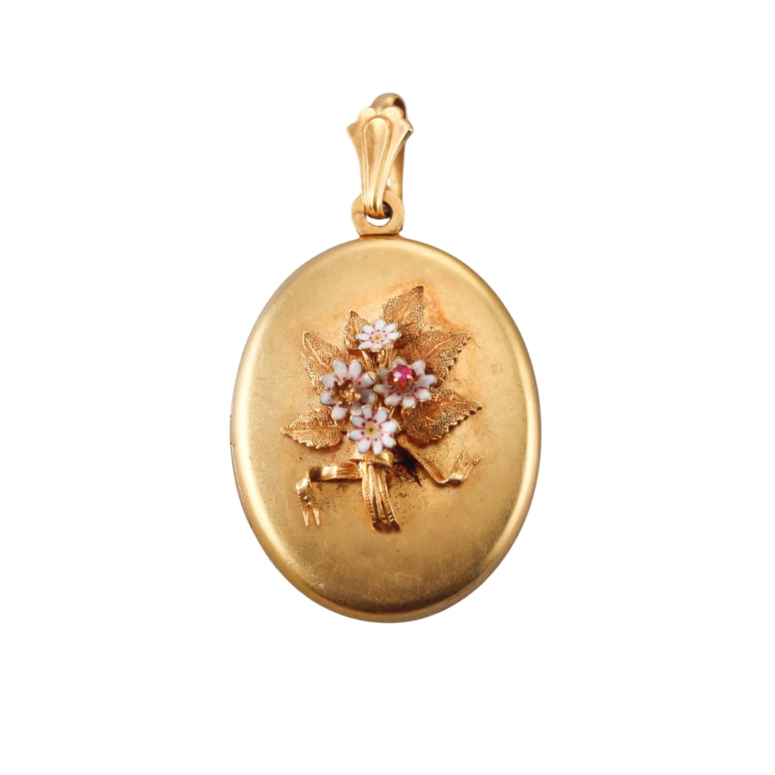 Antique Victorian 18k Gold Enamel Ruby Locket Pendant (1 of 3)