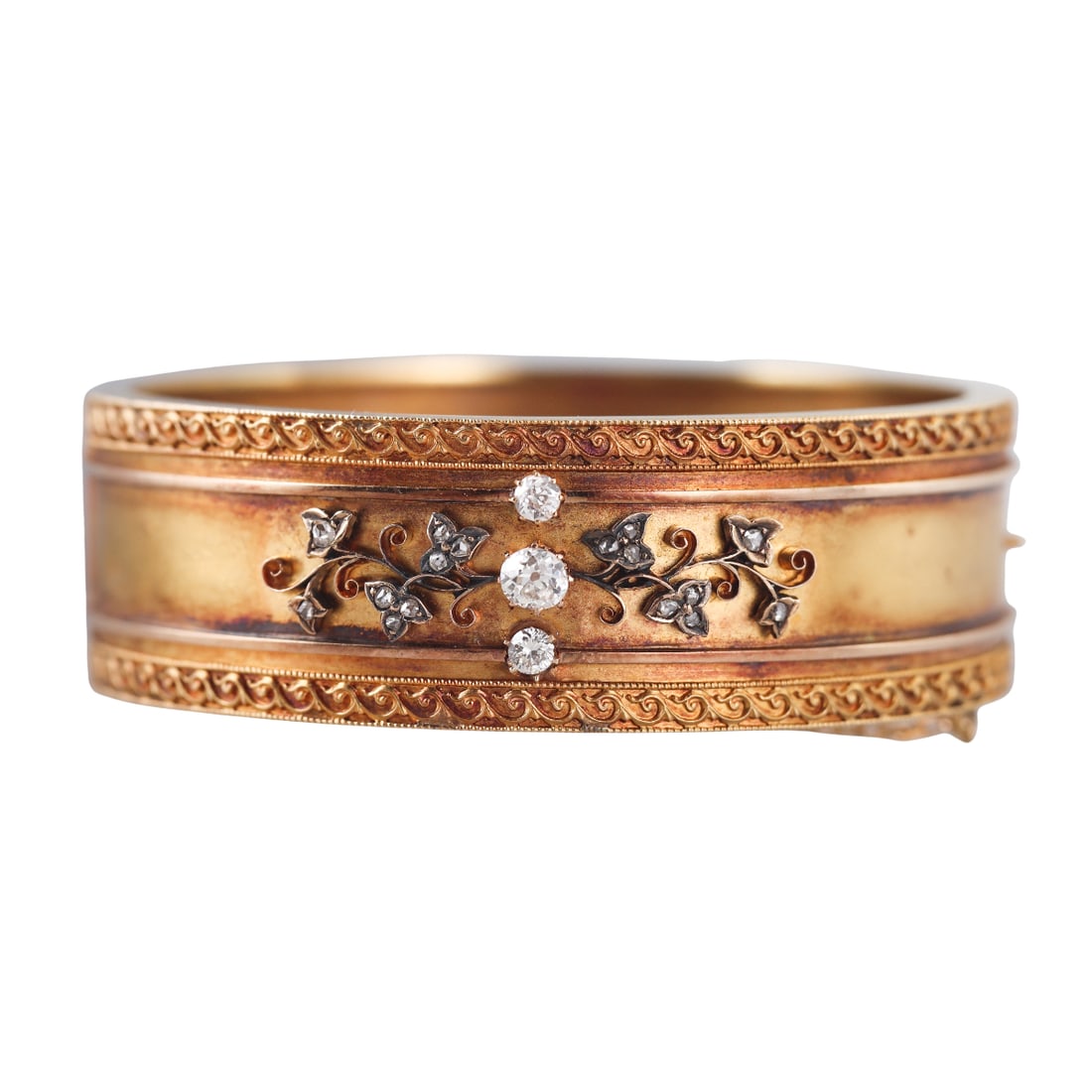 Antique Victorian 18k Gold Diamond Bangle Bracelet (1 of 6)