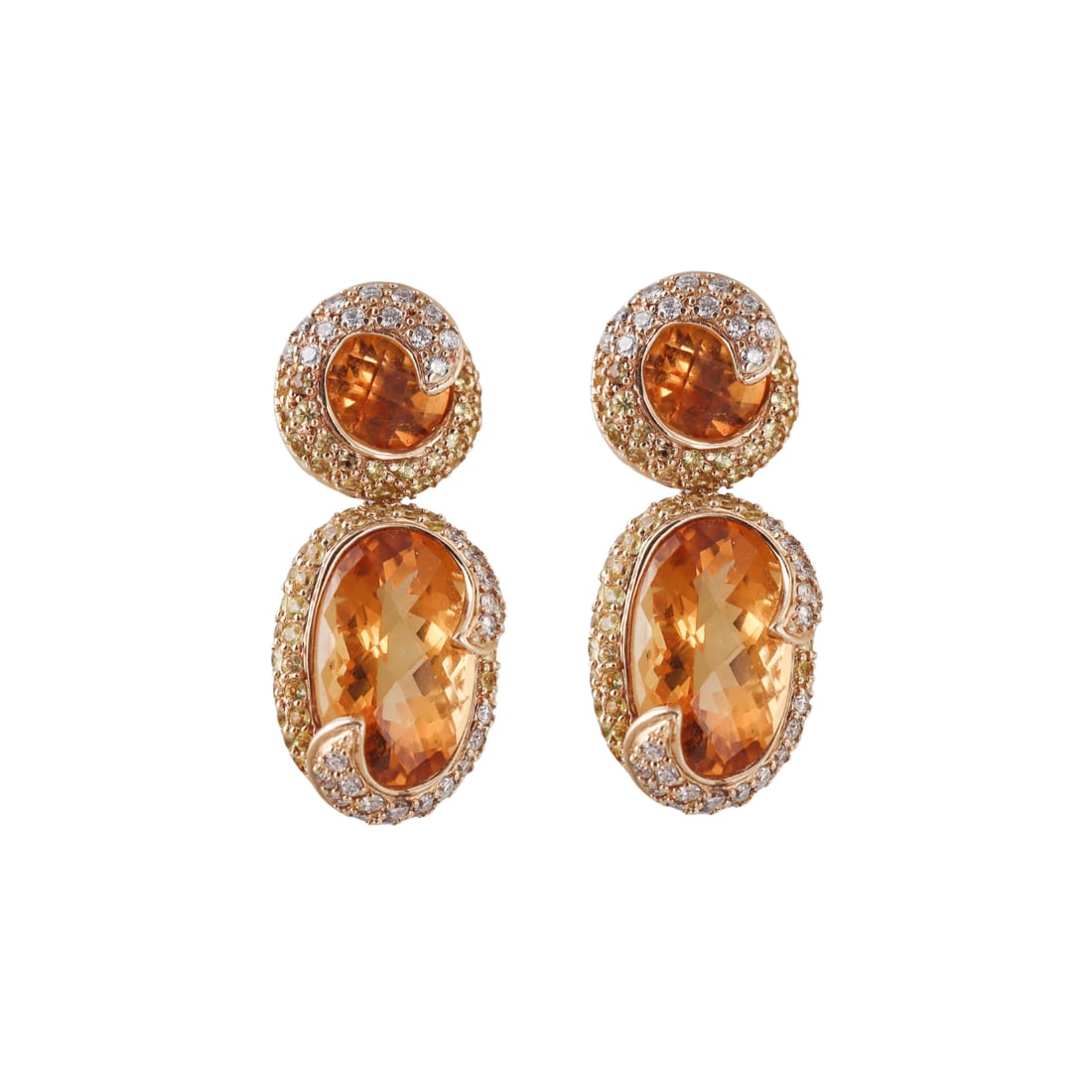14k Gold Diamond Citrine Sapphire Cocktail Earrings (1 of 5)