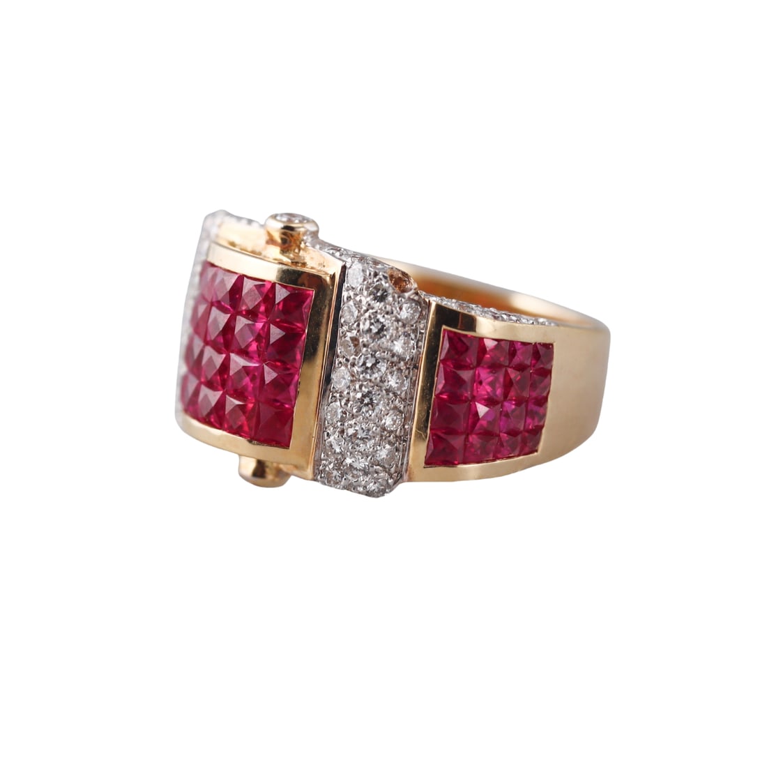 18k Gold Diamond Ruby Ring - 2
