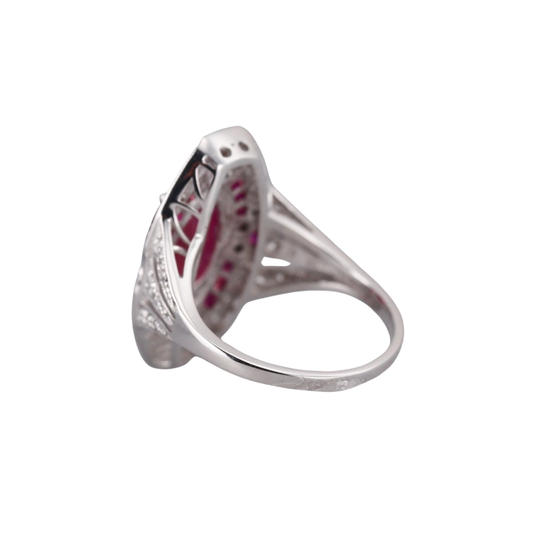 18k White Gold Diamond Ruby Ring - 3