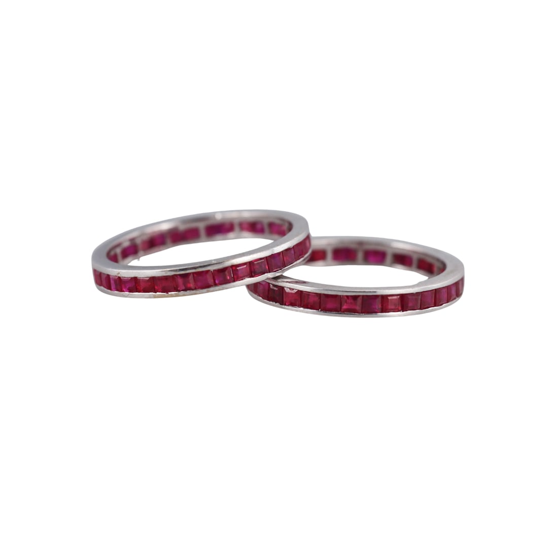 14k White Gold Ruby Eternity Band Ring Set of 2 (1 of 3)