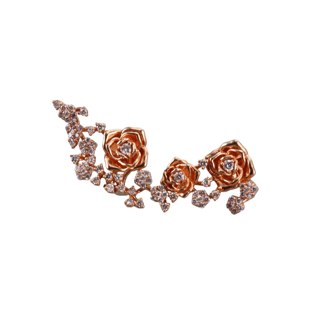 Colette Jewelry 18k Gold Diamond Rose Flower Ear Climber Cuff Earring: Metal : 18k Rose Gold Designer : Colette Jewelry Gemstone : Diamonds approx. 1.00ctw. Measurements : Cuff is 53mm x 20mm. Marked: : 18k on back. Weight: : 12.3 grams 