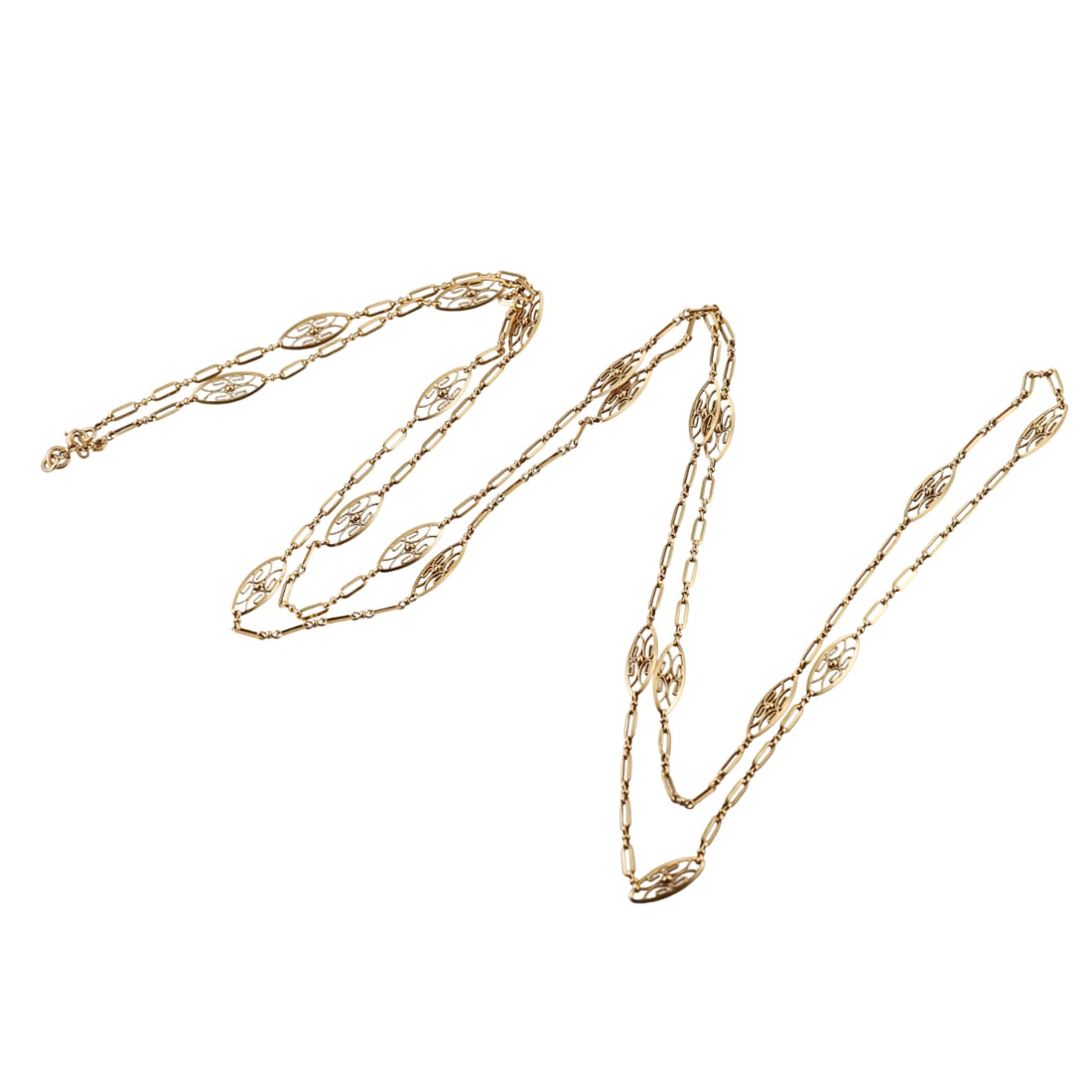 Antique French 18k Yellow Gold Long Link Necklace (1 of 5)