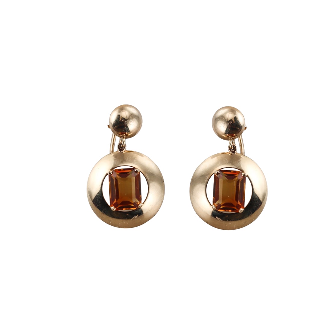 Tiffany & Co Retro 14k Gold Citrine Drop Earrings (1 of 3)