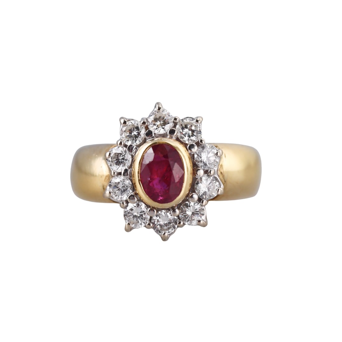 18k Gold Diamond Ruby Cluster Ring (1 of 4)
