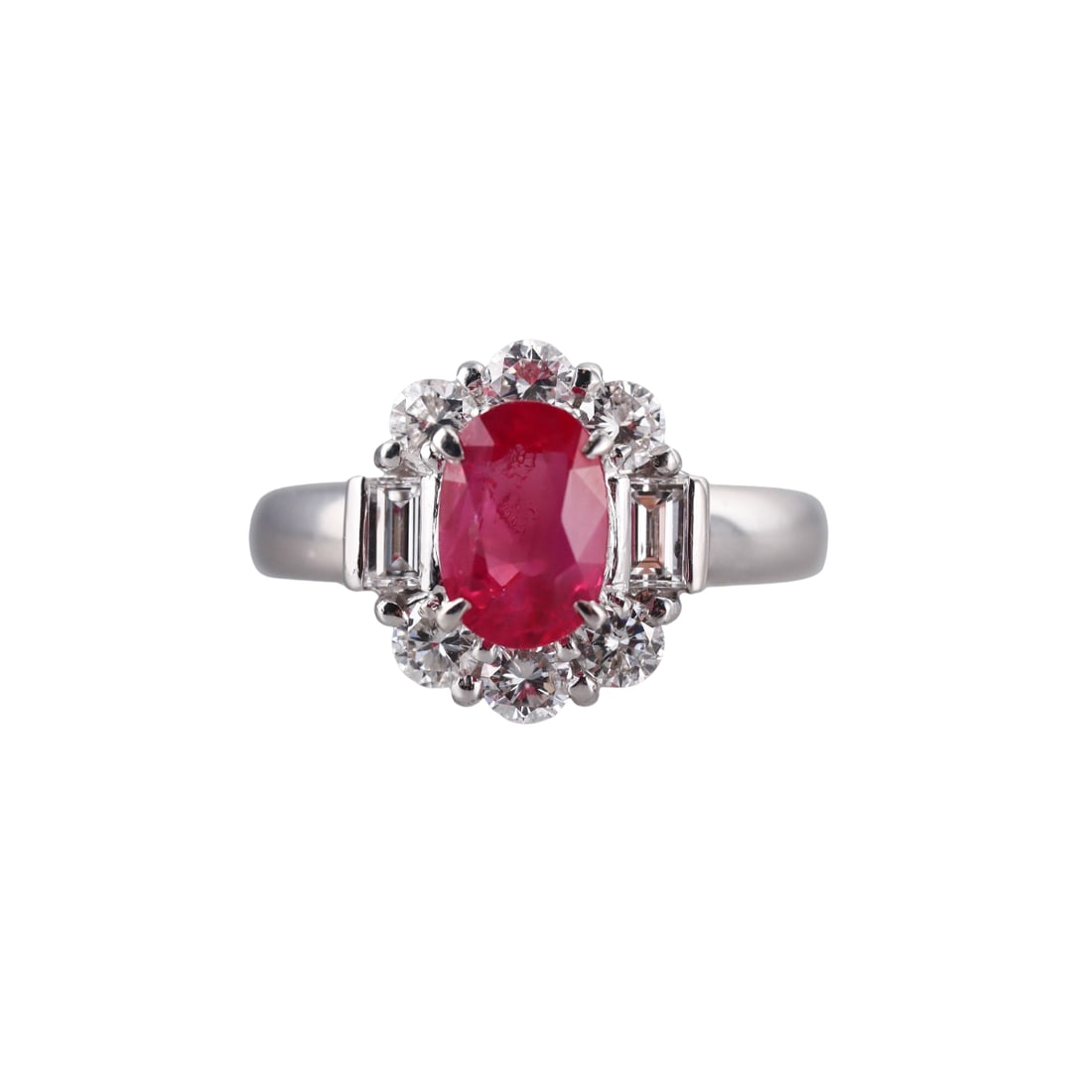 1.52ct Ruby Diamond Platinum Cluster Ring (1 of 4)