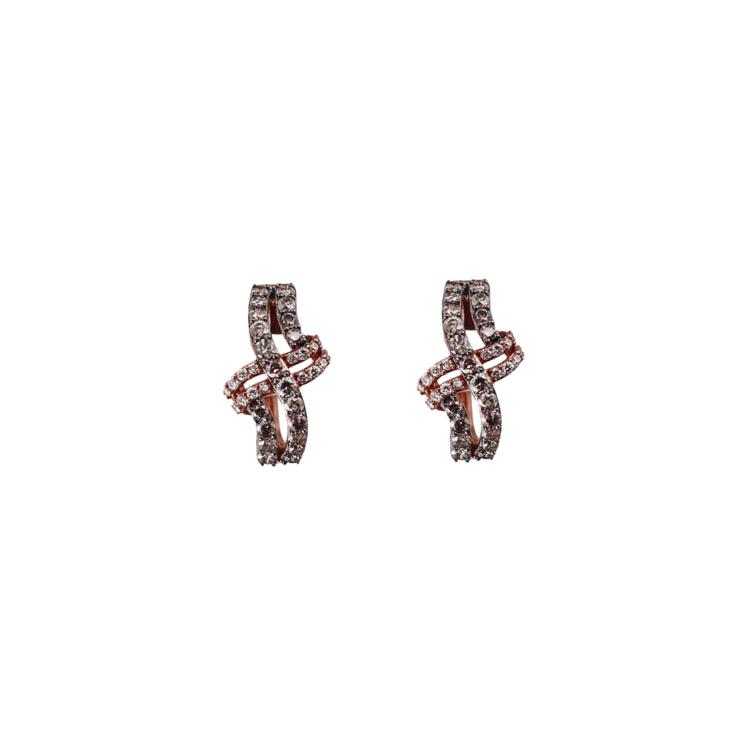 Le Vian 14k Rose Gold 1.25ctw Diamond Earrings: Metal : 14k Rose Gold Designer : Le Vian Gemstone : White and fancy diamonds 1.25ctw. Measurements : Earrings are 18mm x 12mm. Marked: : 14kt, Le Vian mark. Weight: : 5