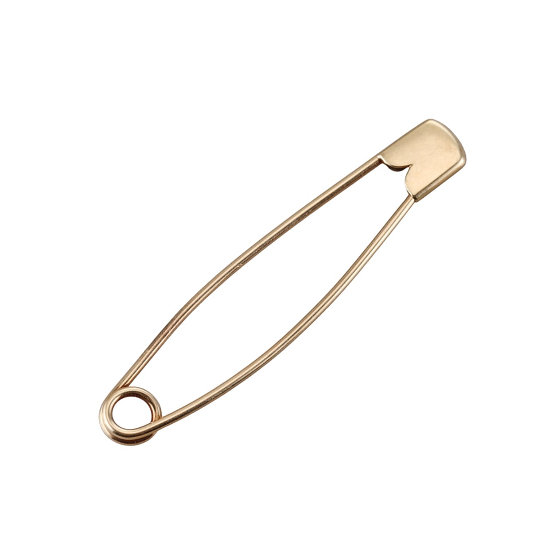 14k Gold Safety Pin Brooch: Metal : 14k Yellow Gold Designer : Not Signed Gemstone : None Measurements : Brooch is 58mm x 13mm. Marked: : Scratched number 10780. Weight: : 2.9 grams Conditi